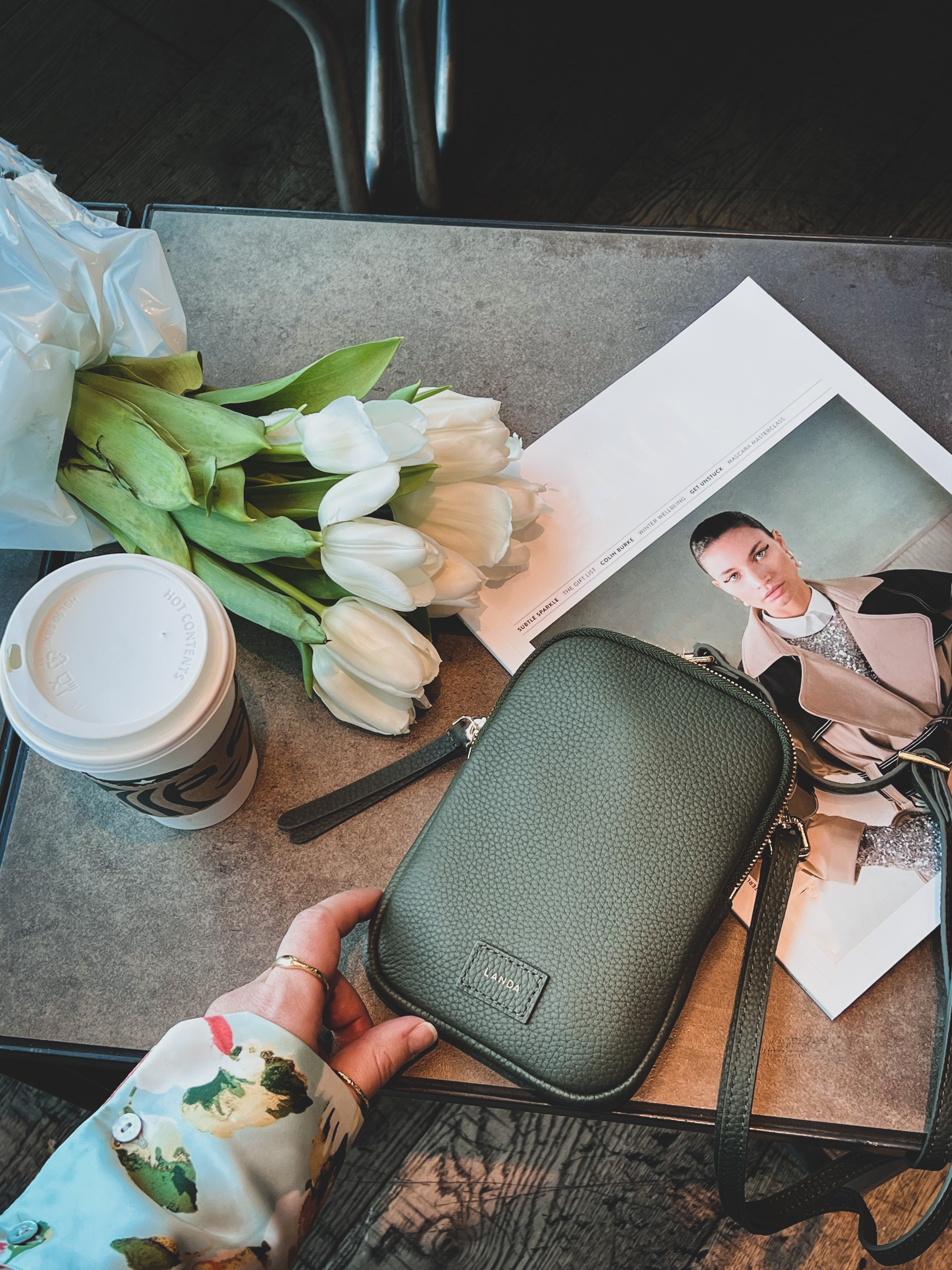 CASSIA PHONE BAG DARK GREEN - LANDA