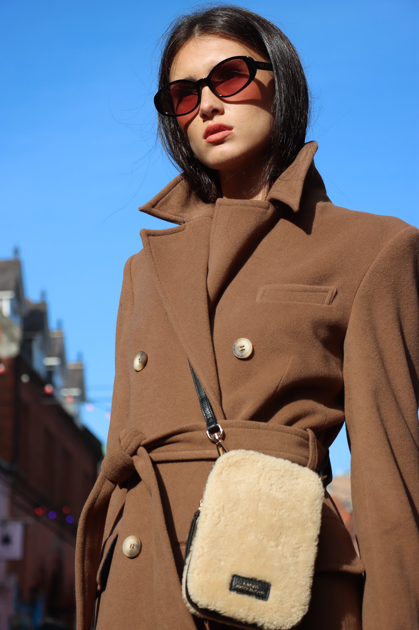 CASSIA Leather & Shearling Crossbody Bag Nude – LANDA x House of Scotland
