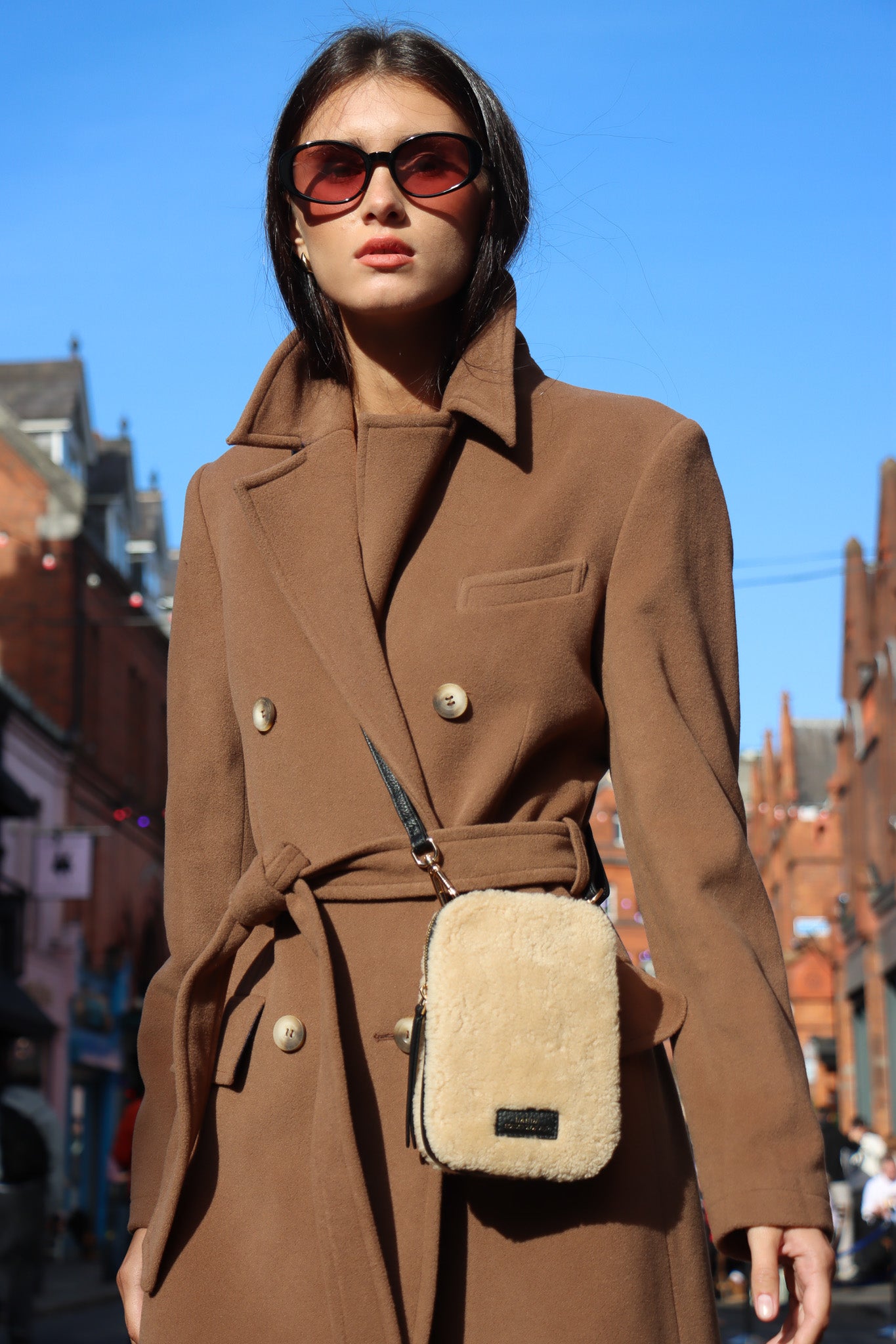 CASSIA Leather & Shearling Crossbody Bag Nude – LANDA x House of Scotland