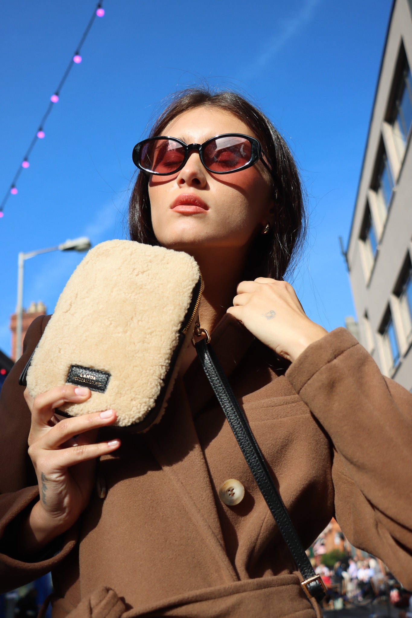 CASSIA Leather & Shearling Crossbody Bag Nude – LANDA x House of Scotland