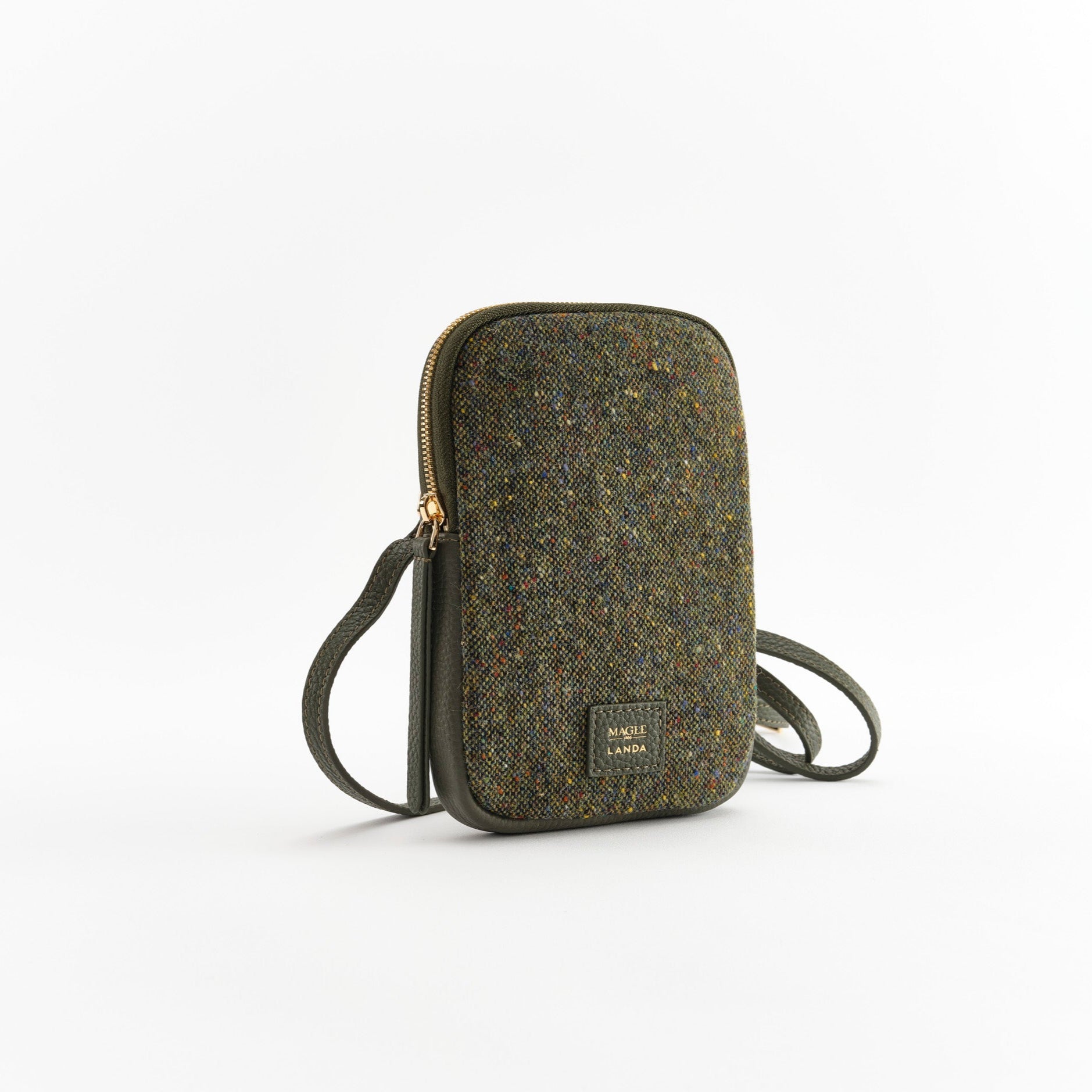 CASSIA Leather & Tweed Crossbody Bag Green - LANDA x Magee 1866 4
