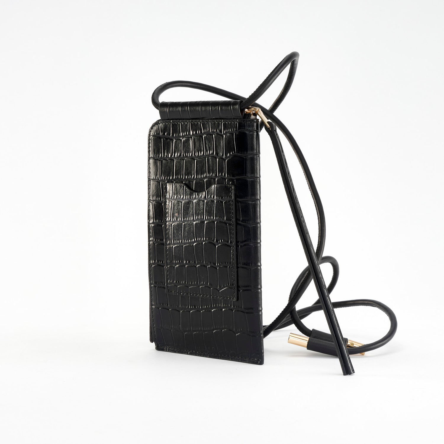 MOYE Croc Print Phone Bag Black - LANDA