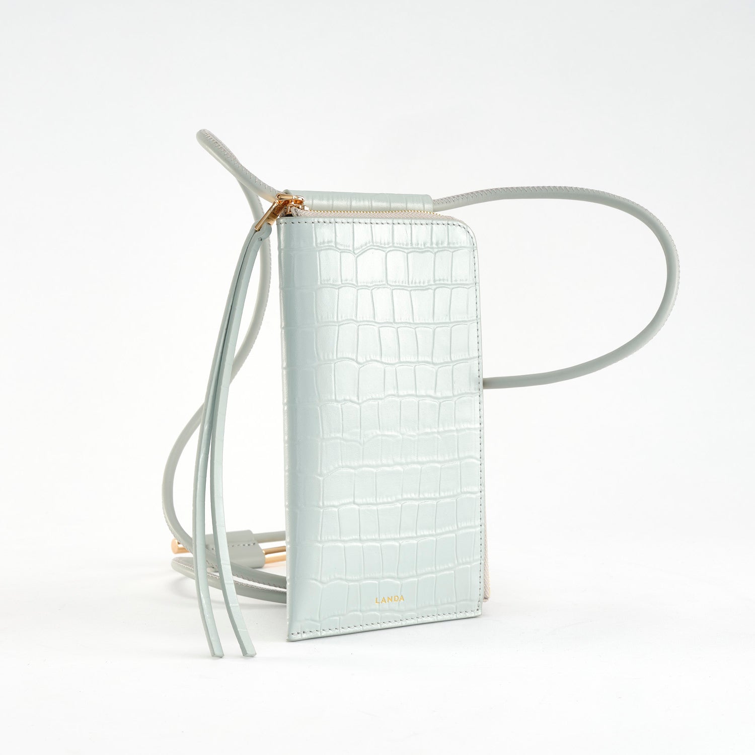 MOYE Croc Print Phone Bag Icy Blue - LANDA