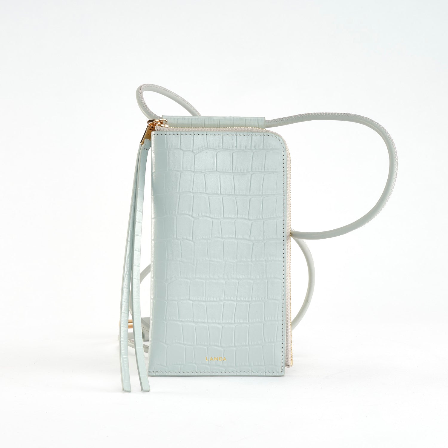 MOYE Croc Print Phone Bag Icy Blue - LANDA
