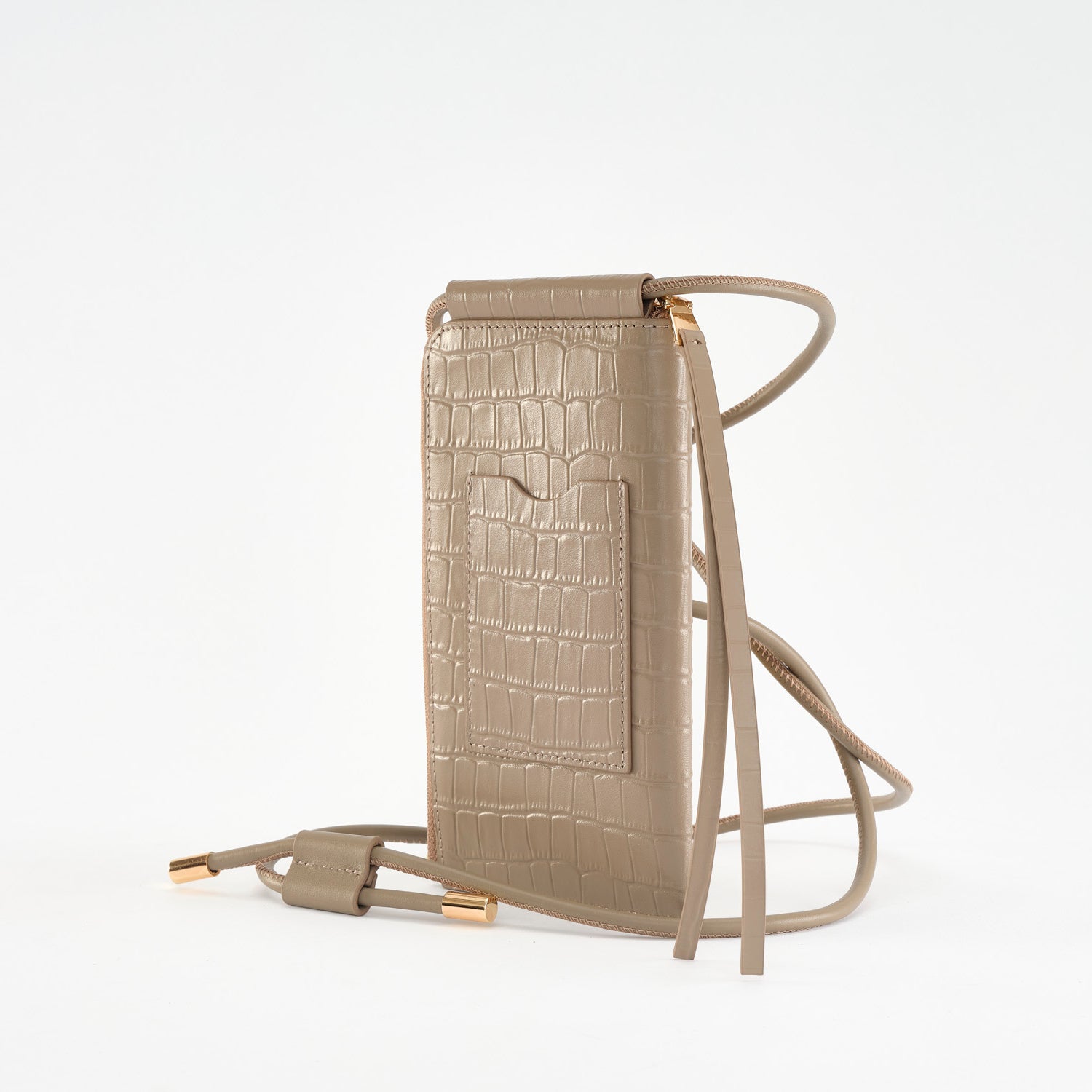 MOYE Croc Print Phone Bag Taupe - LANDA