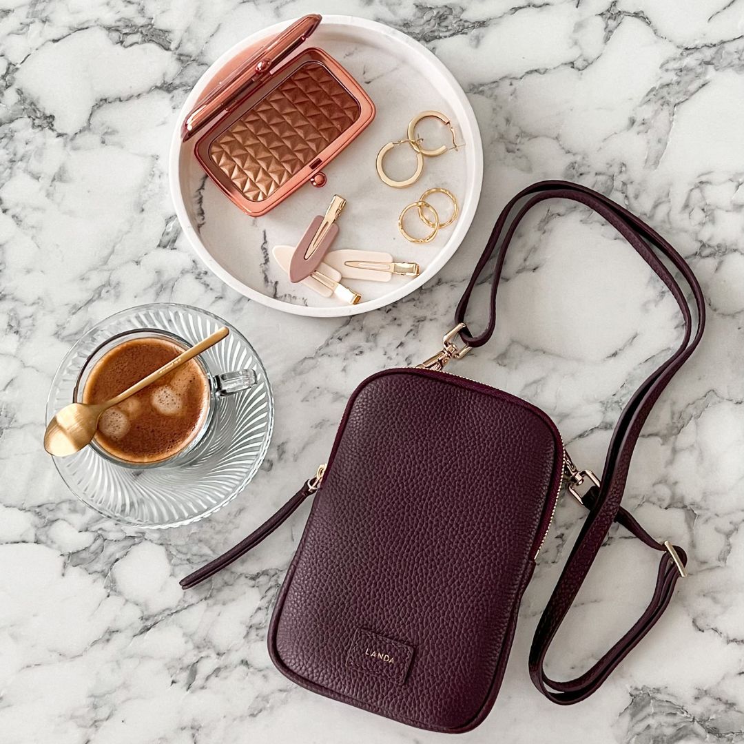 CASSIA PHONE BAG BURGUNDY - LANDA