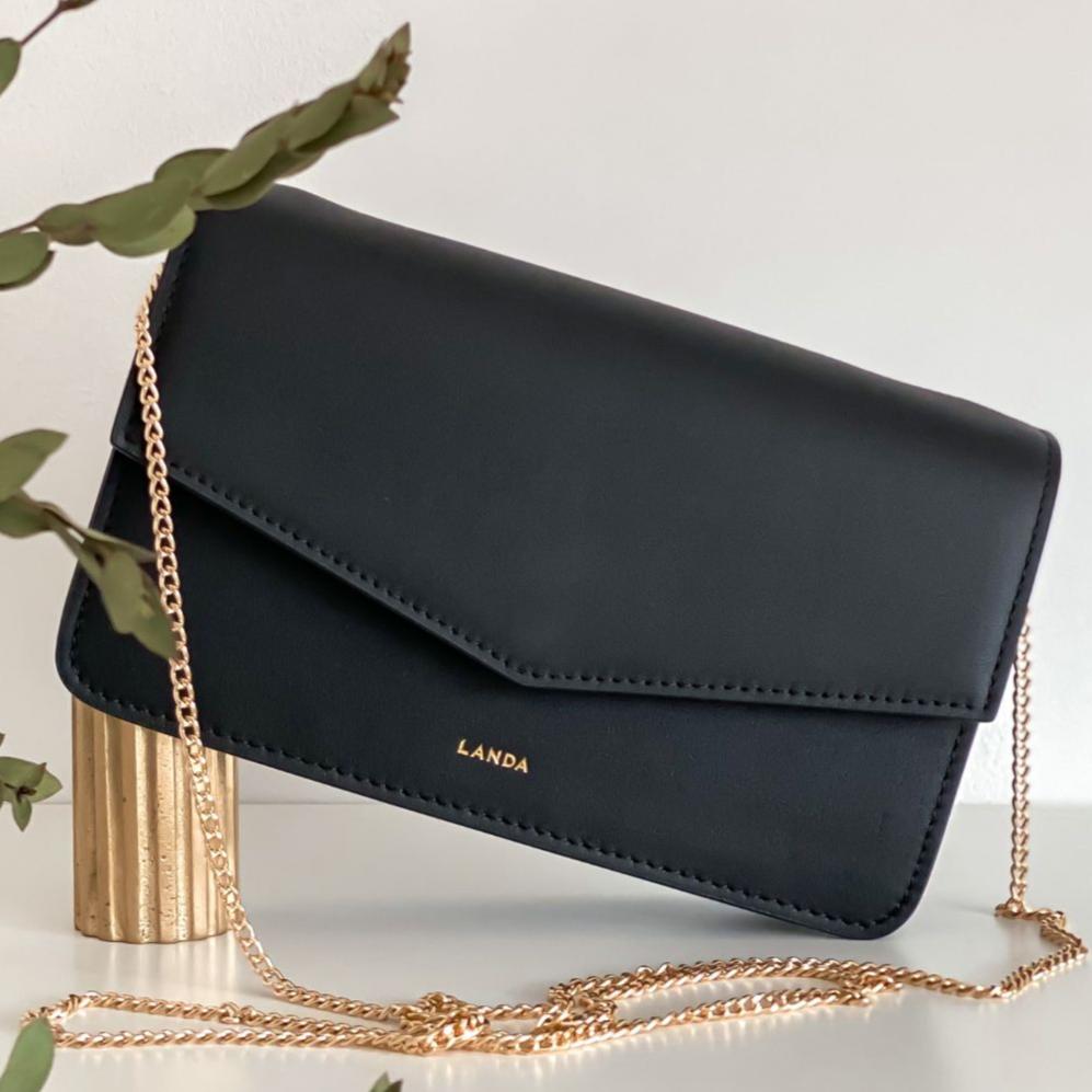 TILIA CLUTCH OR CROSSBODY BLACK - LANDA