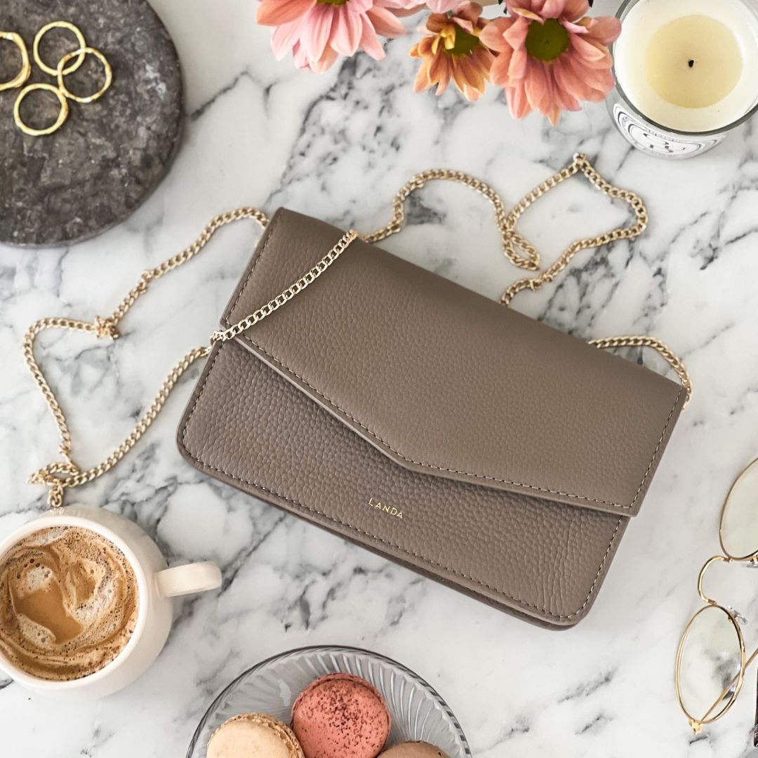 TILIA CLUTCH OR CROSSBODY TAUPE - LANDA