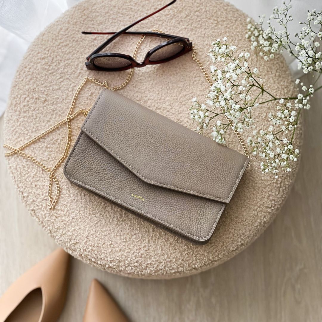 TILIA CLUTCH OR CROSSBODY TAUPE - LANDA
