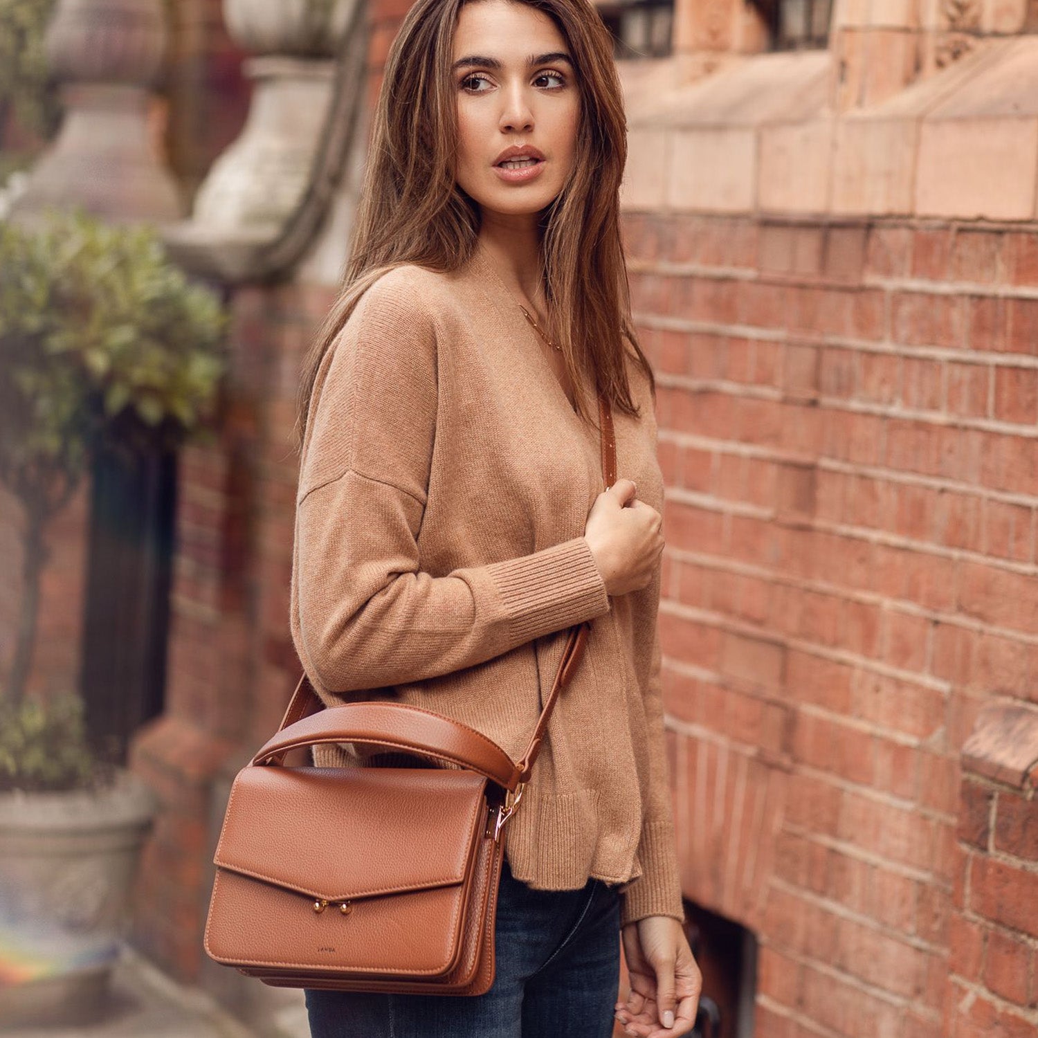 TECA BAG 2 STRAPS TAN - LANDA