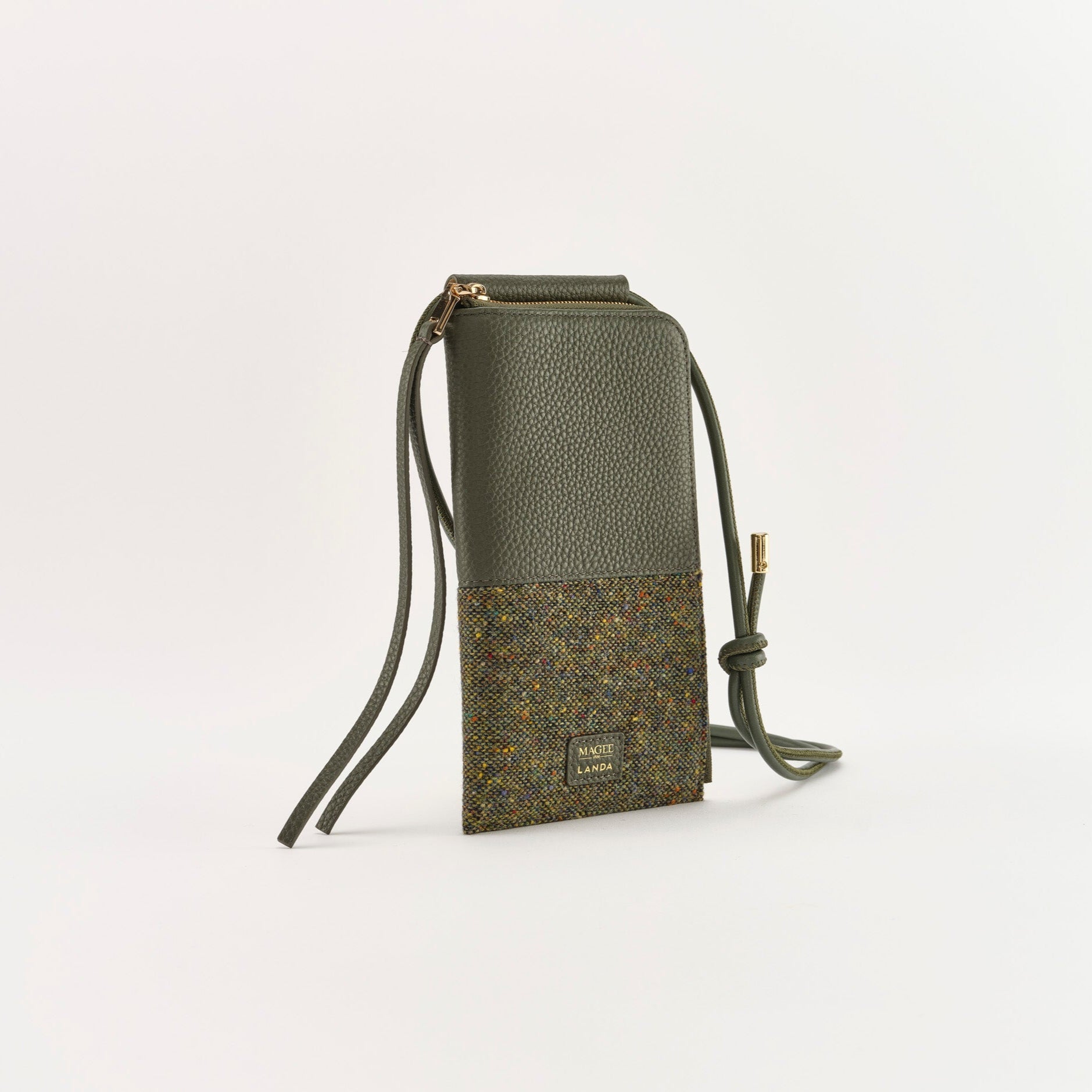 MOYE Leather & Tweed Phone Bag Dark Green – LANDA x Magee 1866 3