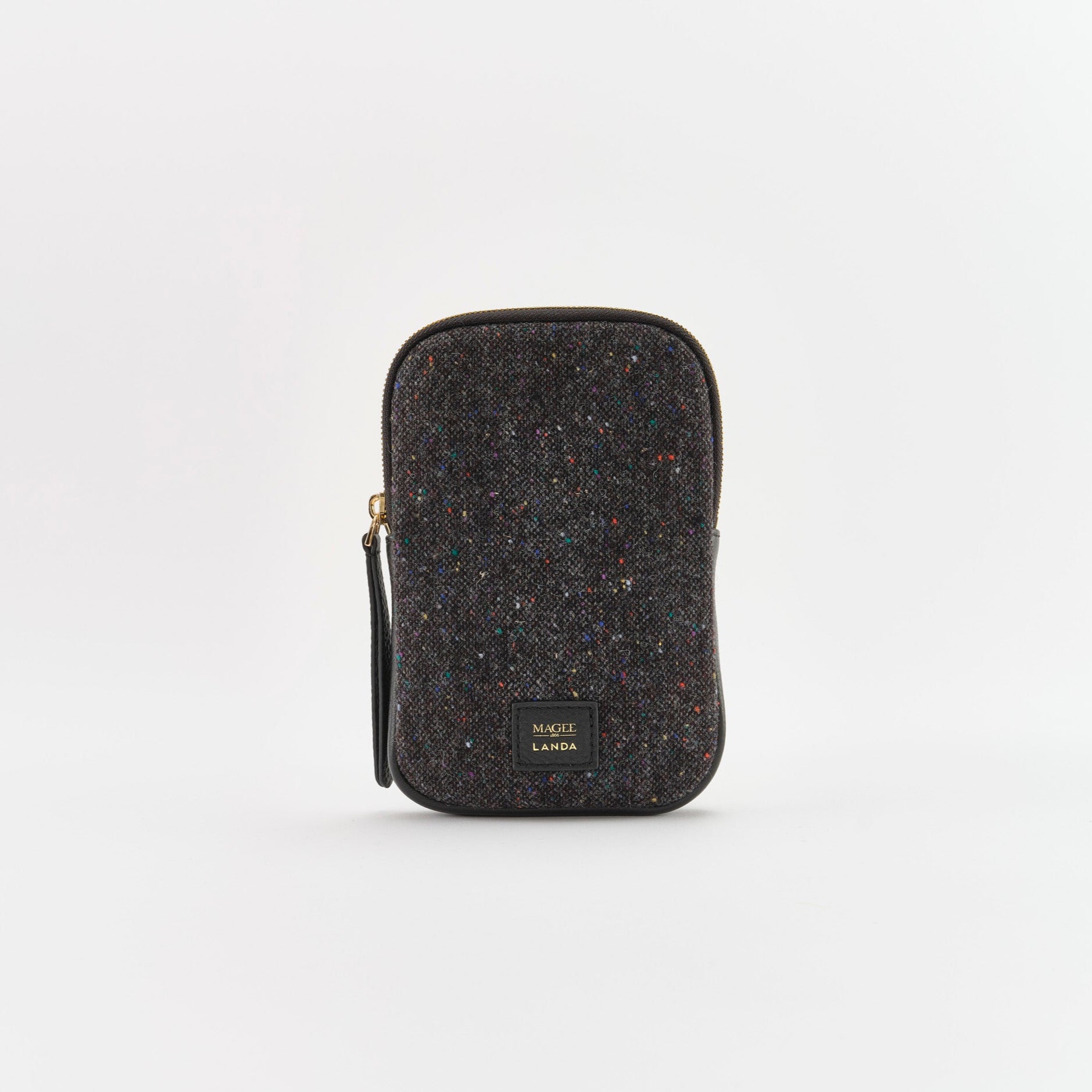 CASSIA Leather & Tweed Crossbody Bag Black
