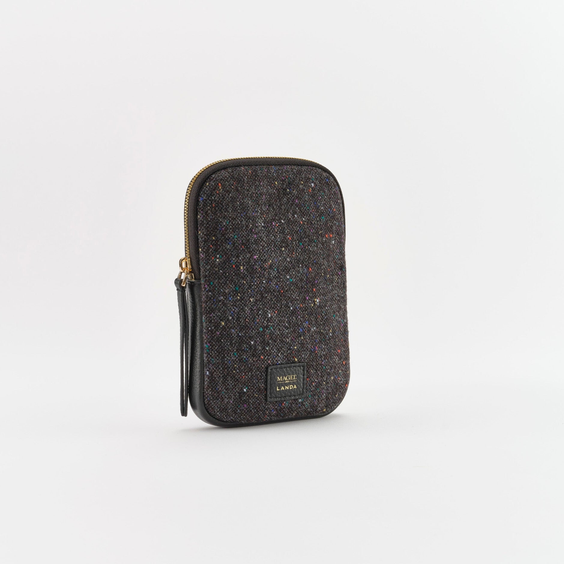 CASSIA Leather & Tweed Crossbody Bag Black 2