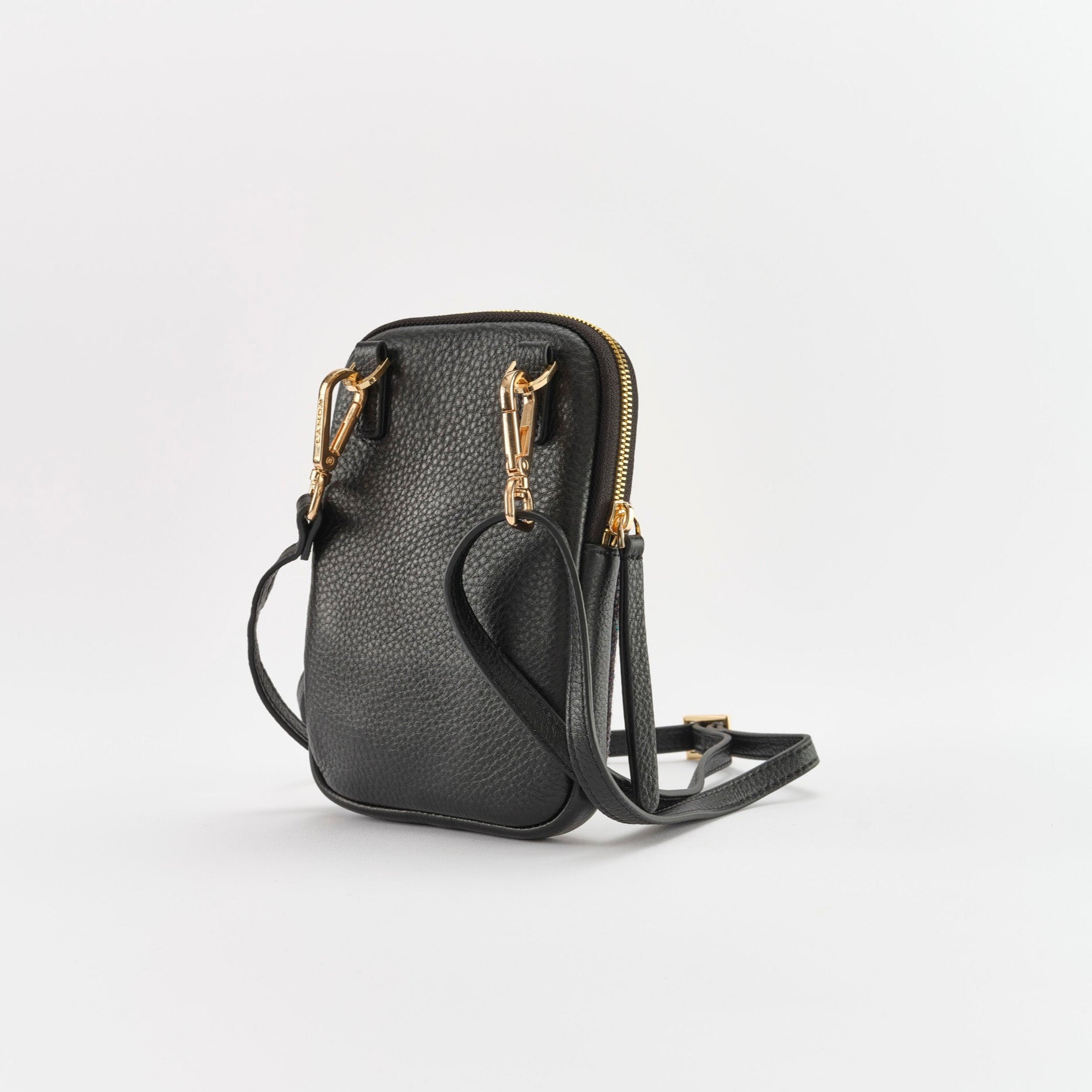 CASSIA Leather & Tweed Crossbody Bag Black 5