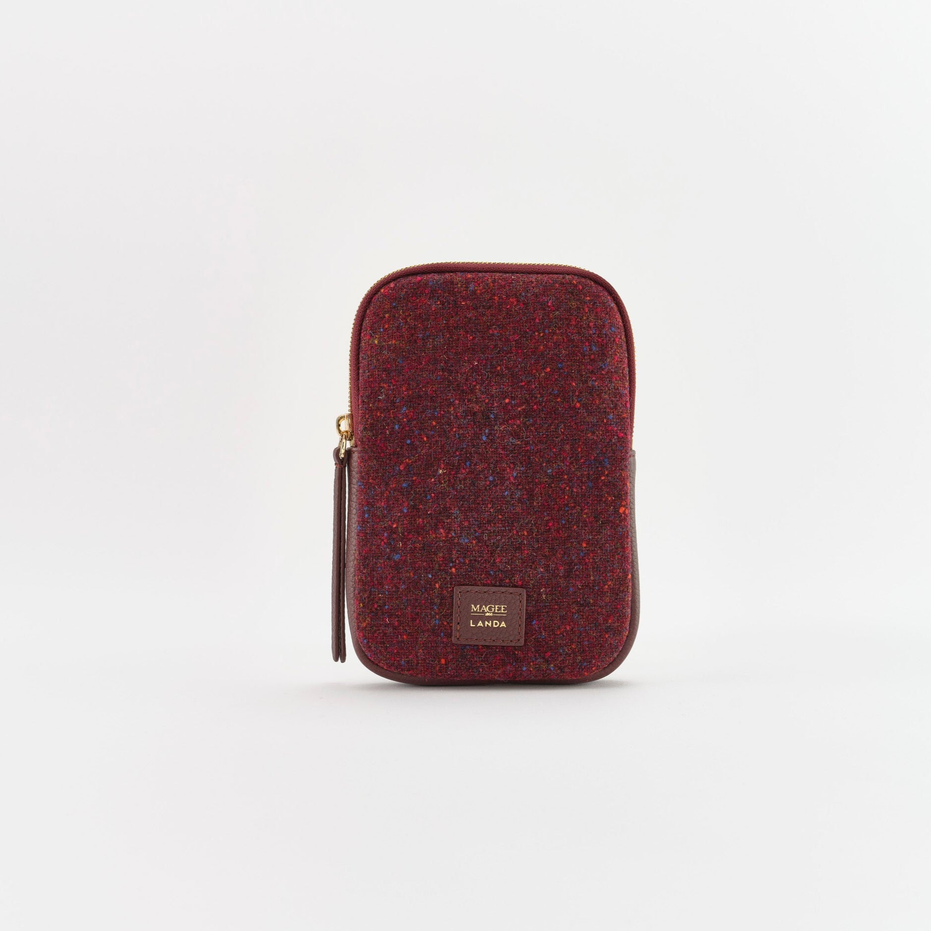 CASSIA Leather & Tweed Crossbody Bag Burgundy - LANDA x Magee 1866 1