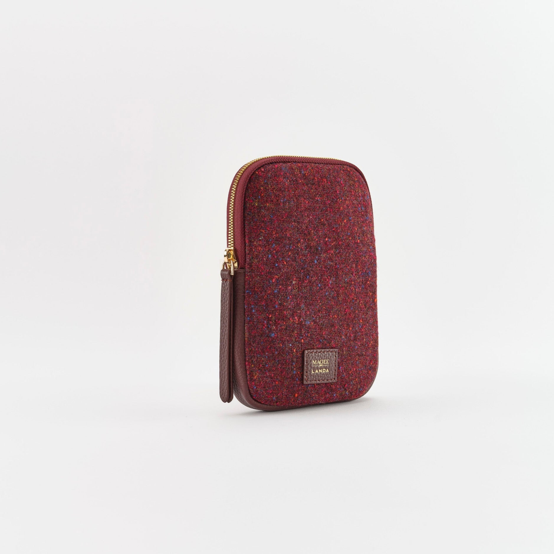 CASSIA Leather & Tweed Crossbody Bag Burgundy - LANDA x Magee 1866 2