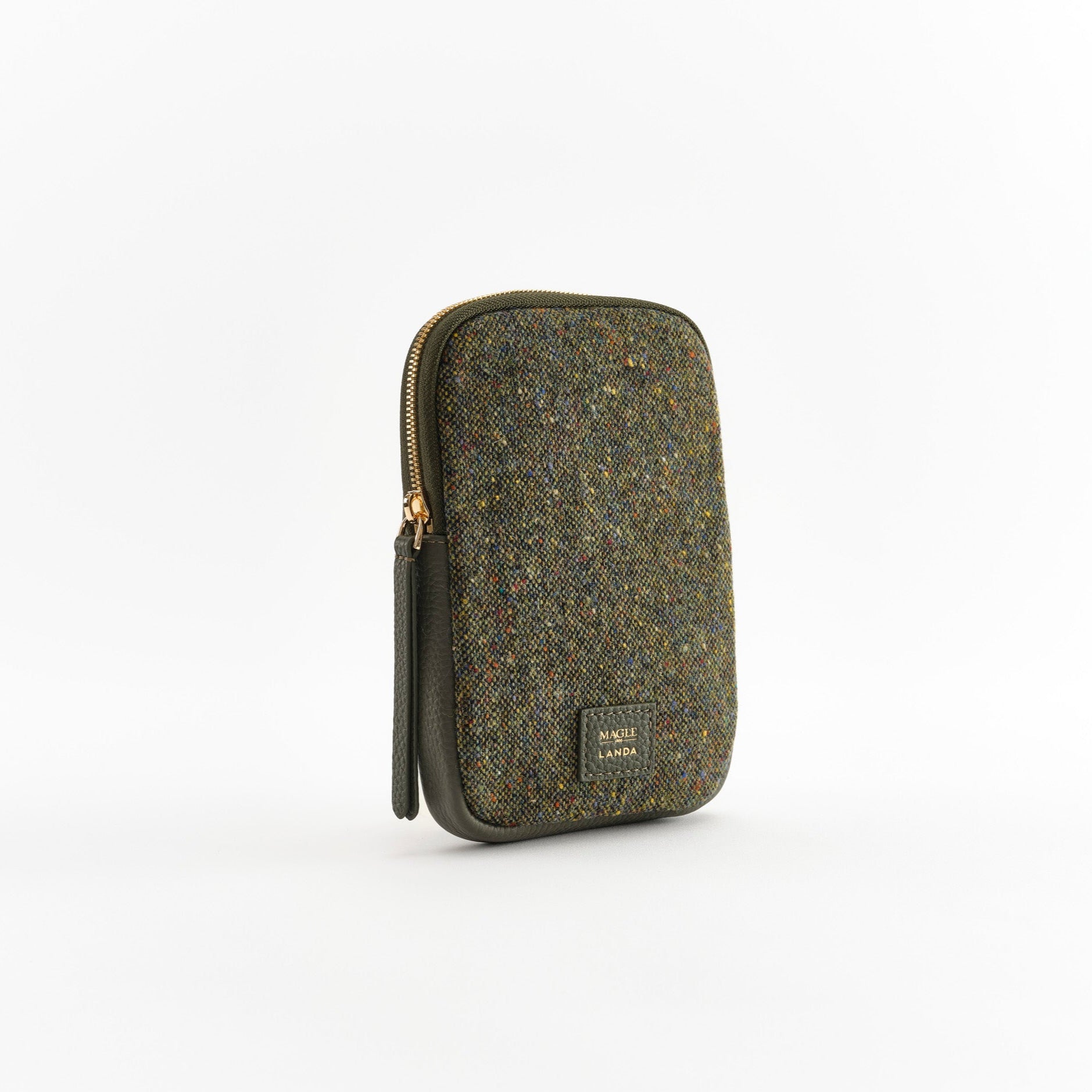 CASSIA Leather & Tweed Crossbody Bag Green - LANDA x Magee 1866 2