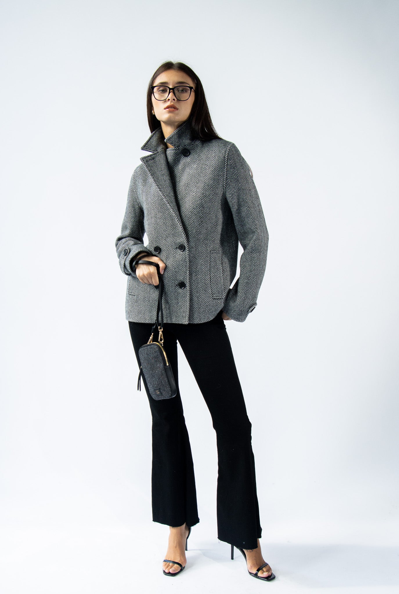 CASSIA Leather & Tweed Crossbody Bag Black - LANDA x Magee 1866