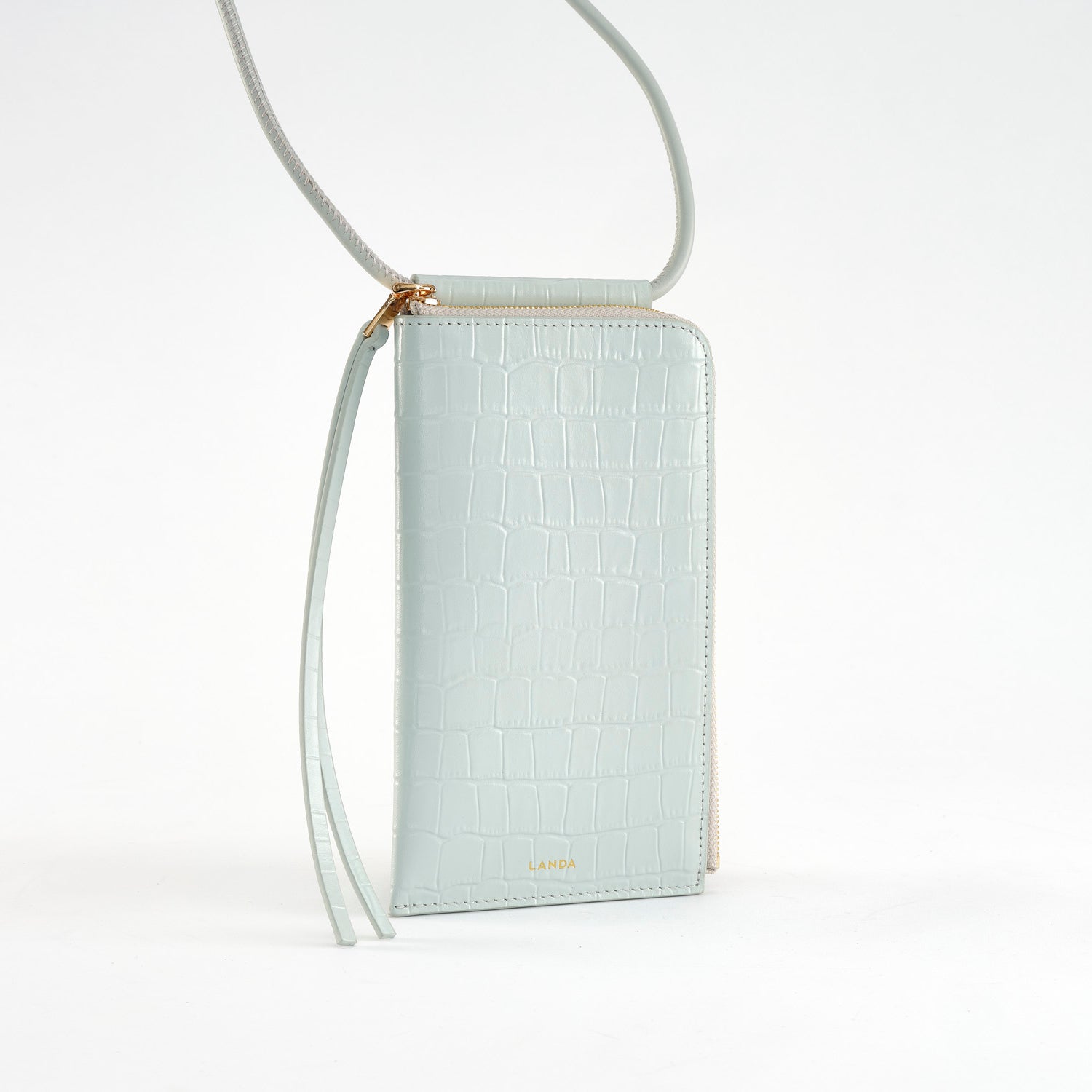 MOYE Croc Print Phone Bag Icy Blue - LANDA 