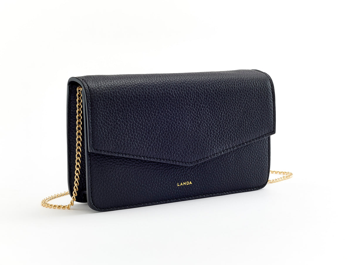 TILIA CLUTCH BLACK PEBBLED LEATHER