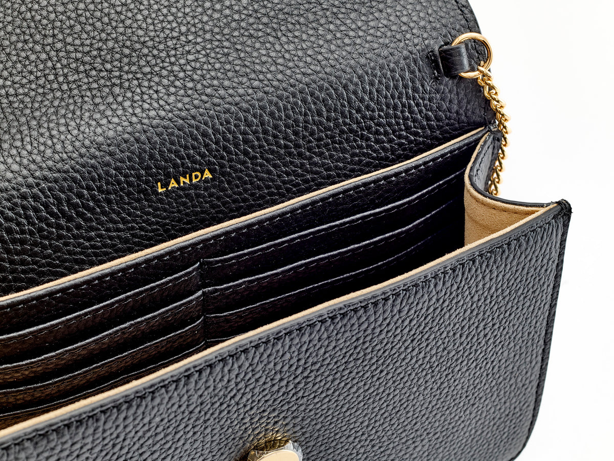 TILIA CLUTCH BLACK PEBBLED LEATHER
