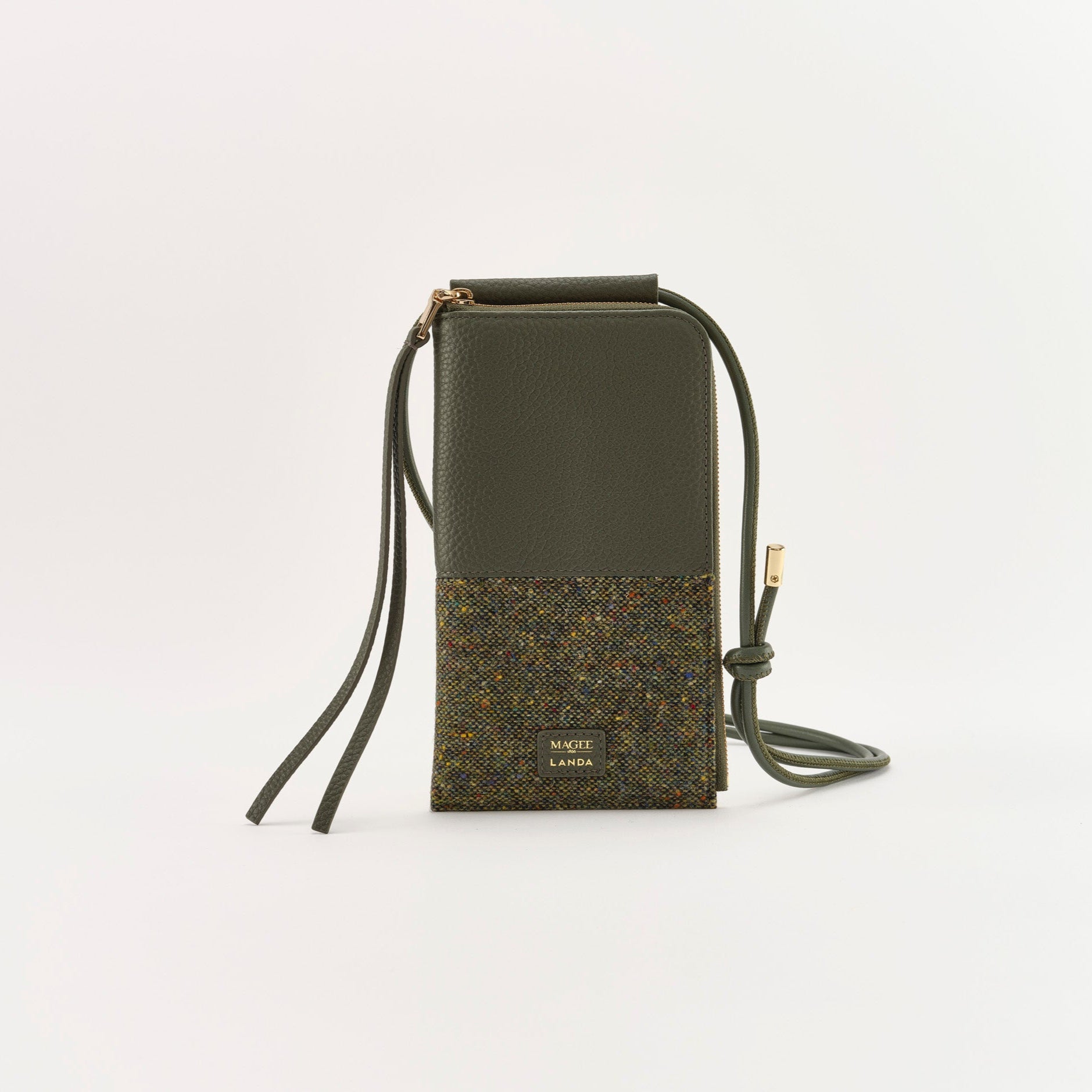 MOYE Leather & Tweed Phone Bag Dark Green – LANDA x Magee 1866 2
